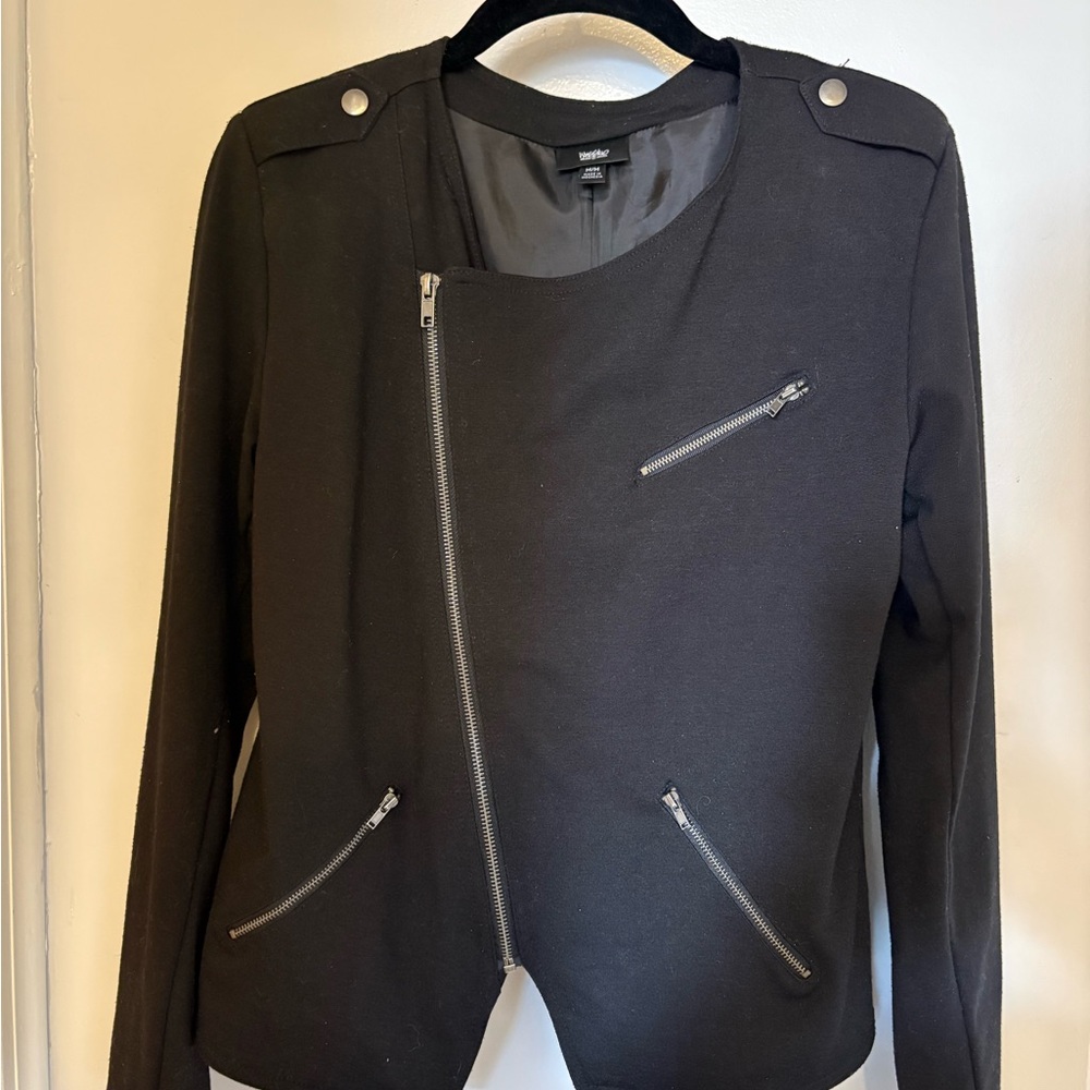 Massimo Black Asymmetrical Zip Blazer